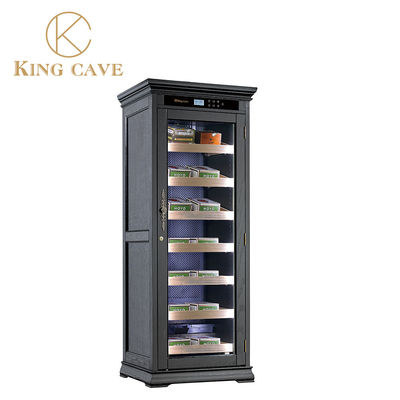 Built In Humidifier Wooden Reagan Humidor Cabinet Digital Adjustable Shelves