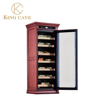 Built In Humidifier Wooden Reagan Humidor Cabinet Digital Adjustable Shelves