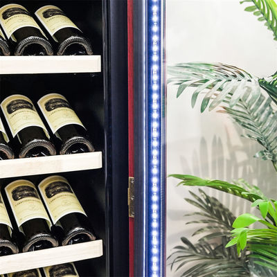 Precise Temperature Controlled Red Solid Wood Wine Cooler With Locker