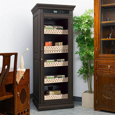 Smart Digital Touch Control Dark Brown Wood Electric Cigar Cooler Cabinet