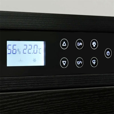 Large Capacity Black Wood Frame Cigar Cooler Humidifier Cabinet