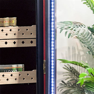 Freestanding Lockable Red Wooden Cabinet Touchscreen Cigar Cooler Humidifier