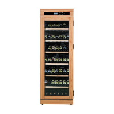 Bon prix Durable Wooden Wine Cooler Cabinet with Natural Oak Finish and Horizontal Bottle Storage en ligne