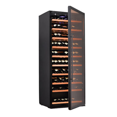 Bon prix Cabinet de refroidisseur de vin en bois autonome avec porte verrouillable en verre, étagères en bois réglables et contrôle de température précis en ligne