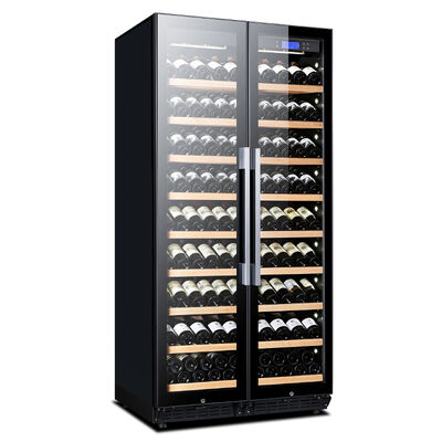 Bon prix Armoire de refroidisseur de vin à double zone avec contrôle tactile numérique et portes vitrées à protection UV en ligne