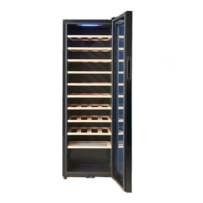 Bon prix Refroidisseur de vin en bois à zone unique avec éclairage LED pour porte en verre trempé et niveau sonore inférieur à 42 dB en ligne