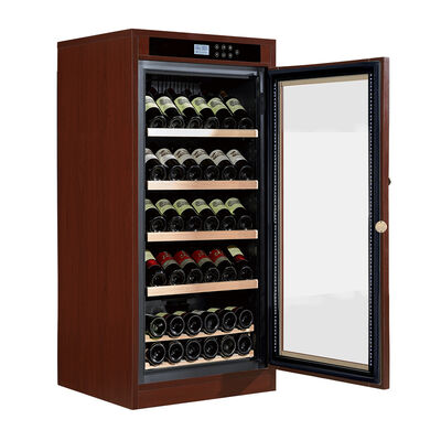 Bon prix Armoire à vin autoportante en bois avec refroidissement thermoélectrique, porte en verre anti-UV et étagères en bois amovibles en ligne