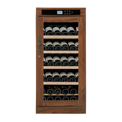 Bon prix Armoire réfrigérante à vin numérique avec cadre en bois, porte en verre trempé et protection UV en ligne