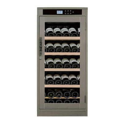 Bon prix Meuble de cuisine pour refroidisseur de vin avec finition bois gris, contrôle numérique de la température et éclairage intérieur à LED en ligne