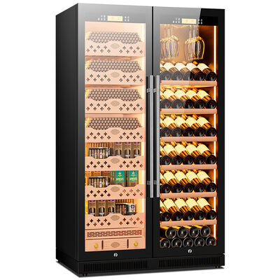 Bon prix Armoire à deux zones pour humideur de cigare électronique avec des étagères en cèdre espagnol en ligne