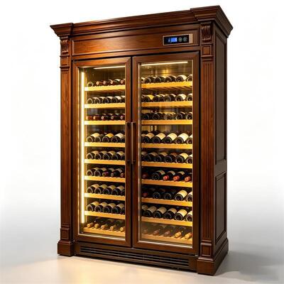 Bon prix Armoire refroidisseur de vin en bois massif à double zone, contrôle numérique intelligent de la température en ligne
