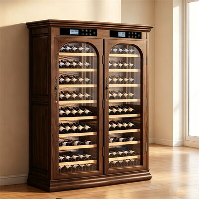 Bon prix Armoire de refroidisseur de vin en bois à double zone de grande capacité avec panneau de commande numérique en ligne